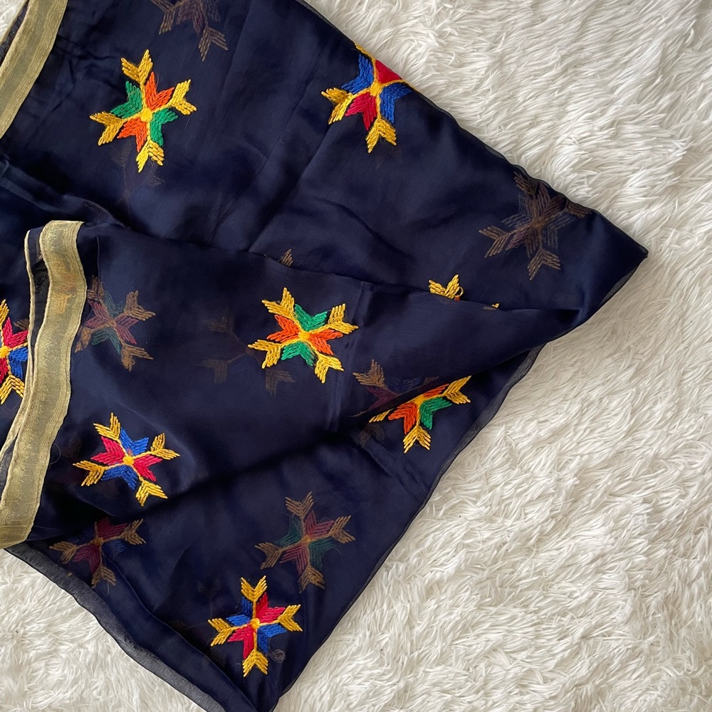 Navy Blue Duppata / Phulkari / Scarf